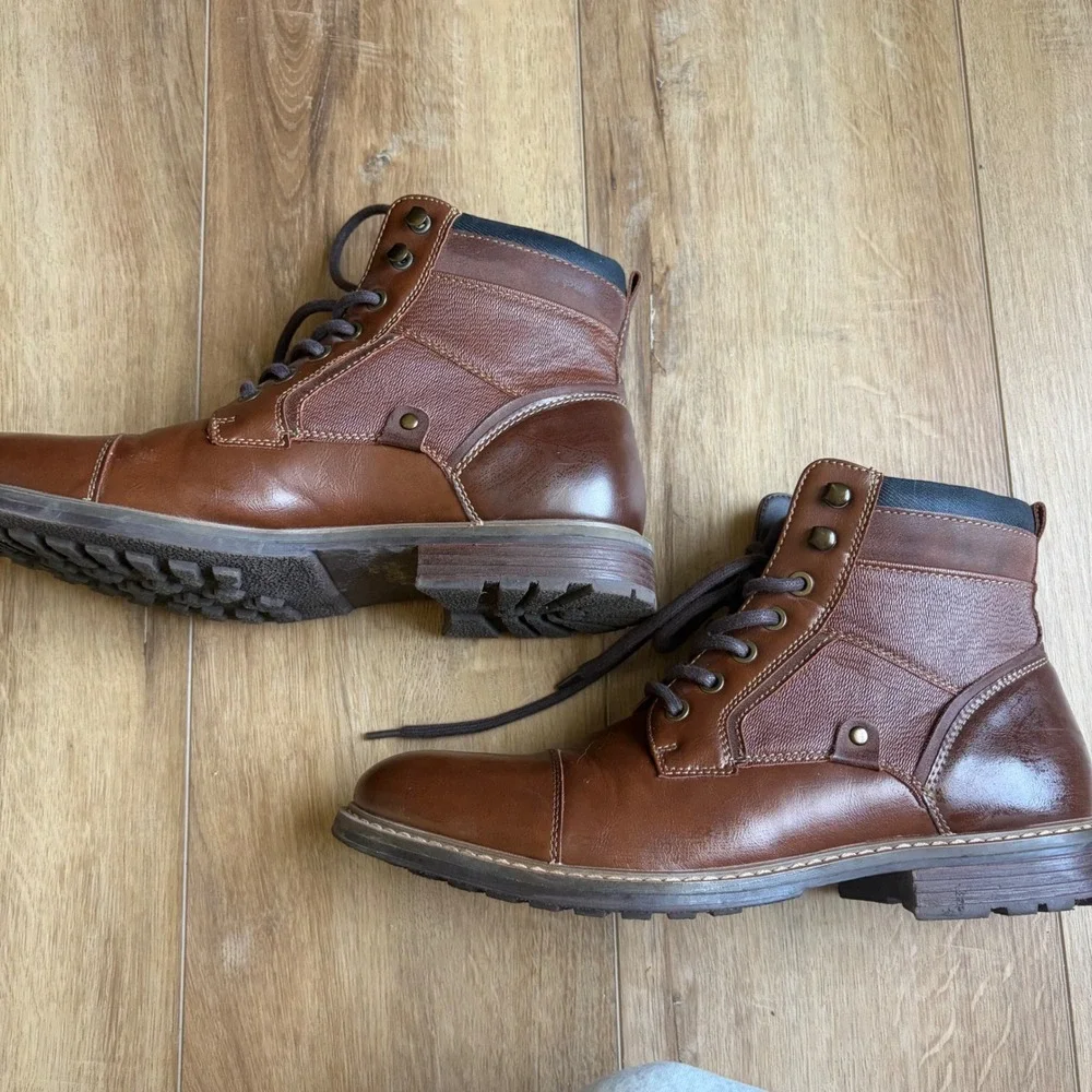 Sonoma Goods for Life Graham Cognac Brown Cap Toe Lace Up Boots Mens 10.5